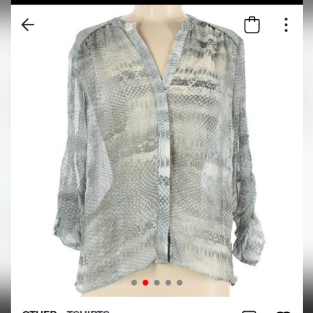 Jennifer Lopez Gray Asymmetrical Blouse with Buttoned Design